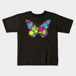 Rainbow Polka Dot Colorful Buterfly Dot Mandala Art Dot Day Kids T-Shirt